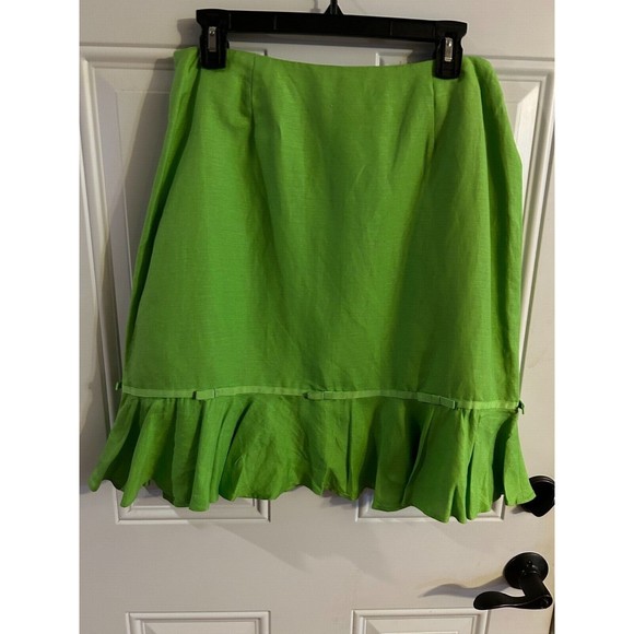 Larry Levine Skirt Womens Size12 Linen Blend Lined Side Zipper Ruffle Bottom EUC - Picture 5 of 9